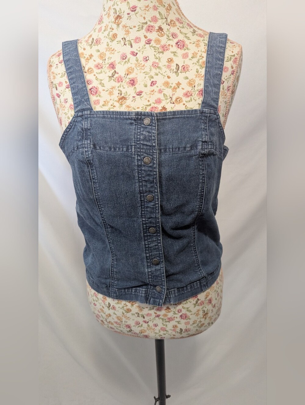 Vintage Harley Davidson Denim Button-Front Tank Top Size Medium 98% Cotton